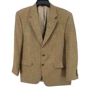 LAUREN Ralph Lauren Houndstooth Silk Wool Blazer Mens 44R Brown Sport Coat‎